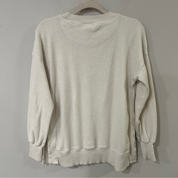 Aerie Chilled Out Cream Crewneck Oversized Side Slit Sweatshirt Women’s Size XS - Picture 6 of 7